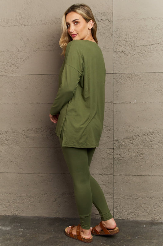 Zenana Lazy Days Full Size Long Sleeve and Leggings Set  - Doll Fits