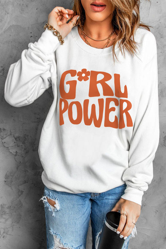 GIRL POWER Graphic Round Neck Sweatshirt  Shirts & Tops- Doll Fits