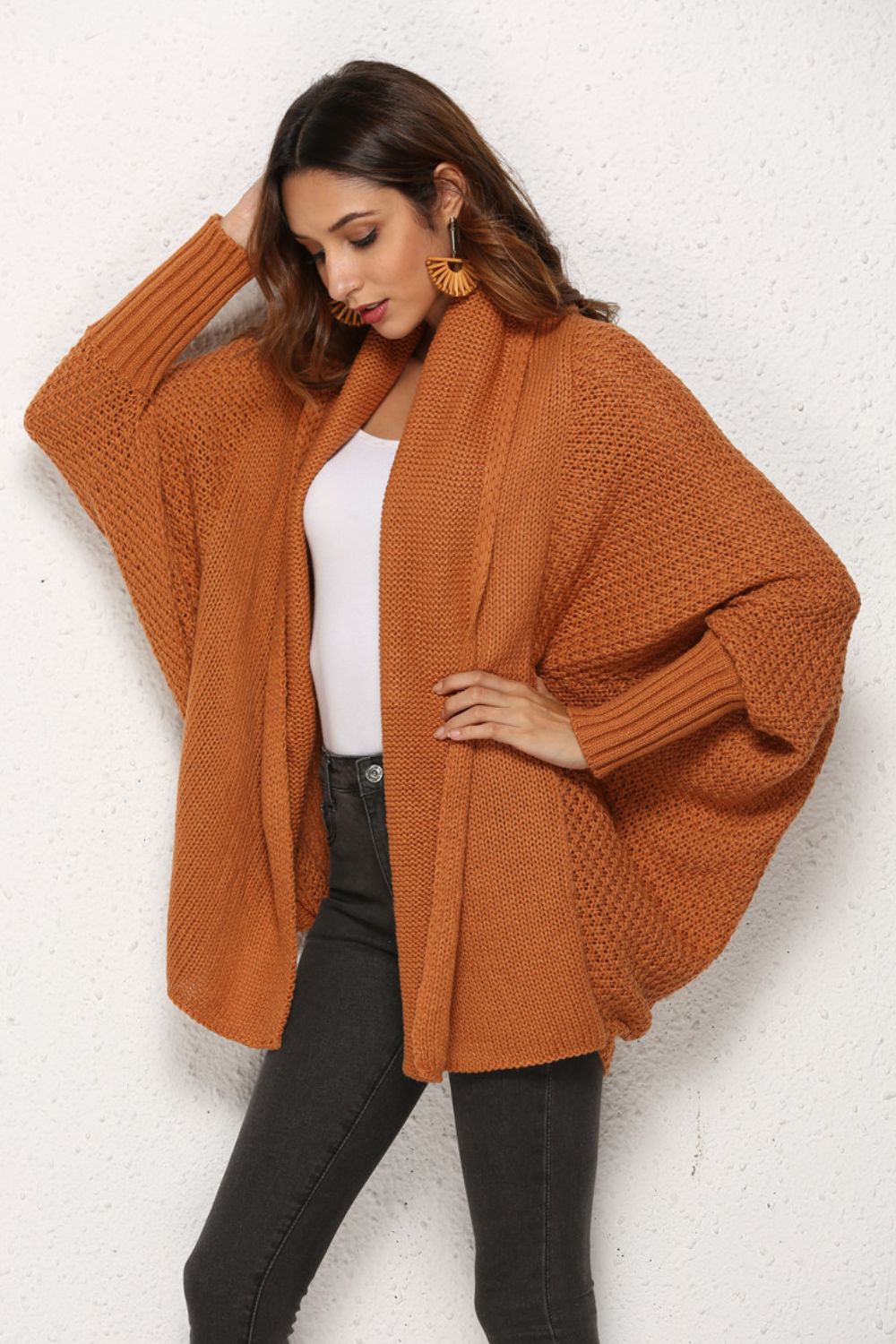 Open Front Dolman Sleeve Longline Cardigan  Shirts & Tops- Doll Fits