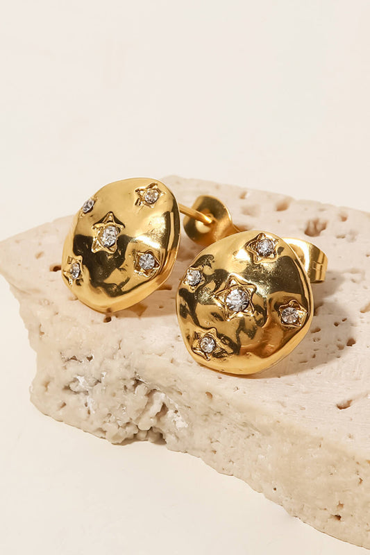 18K Gold-Plated Cubic Zirconia Stud Earrings  Earrings- Doll Fits