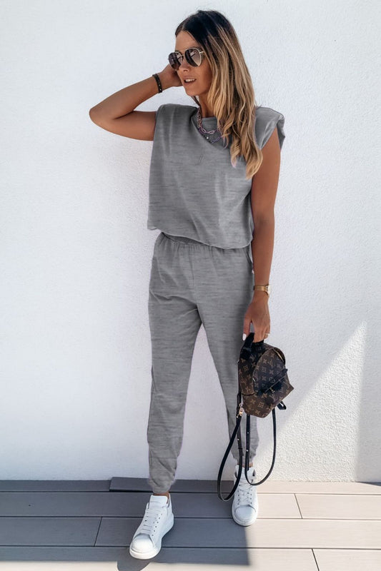 Padded Shoulder Top and Joggers Lounge Set  Outfit Sets- Doll Fits