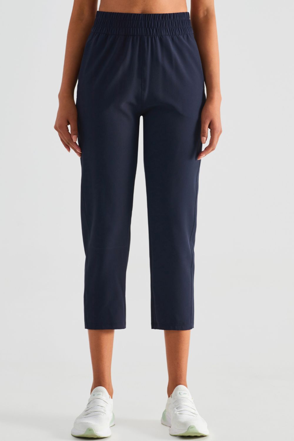 Elastic Waist Cropped Sports Pants  Pants- Doll Fits