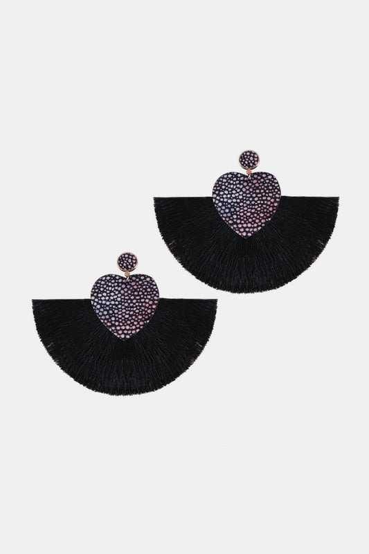 Heart Shape Fringed Dangle Earrings  Earrings- Doll Fits