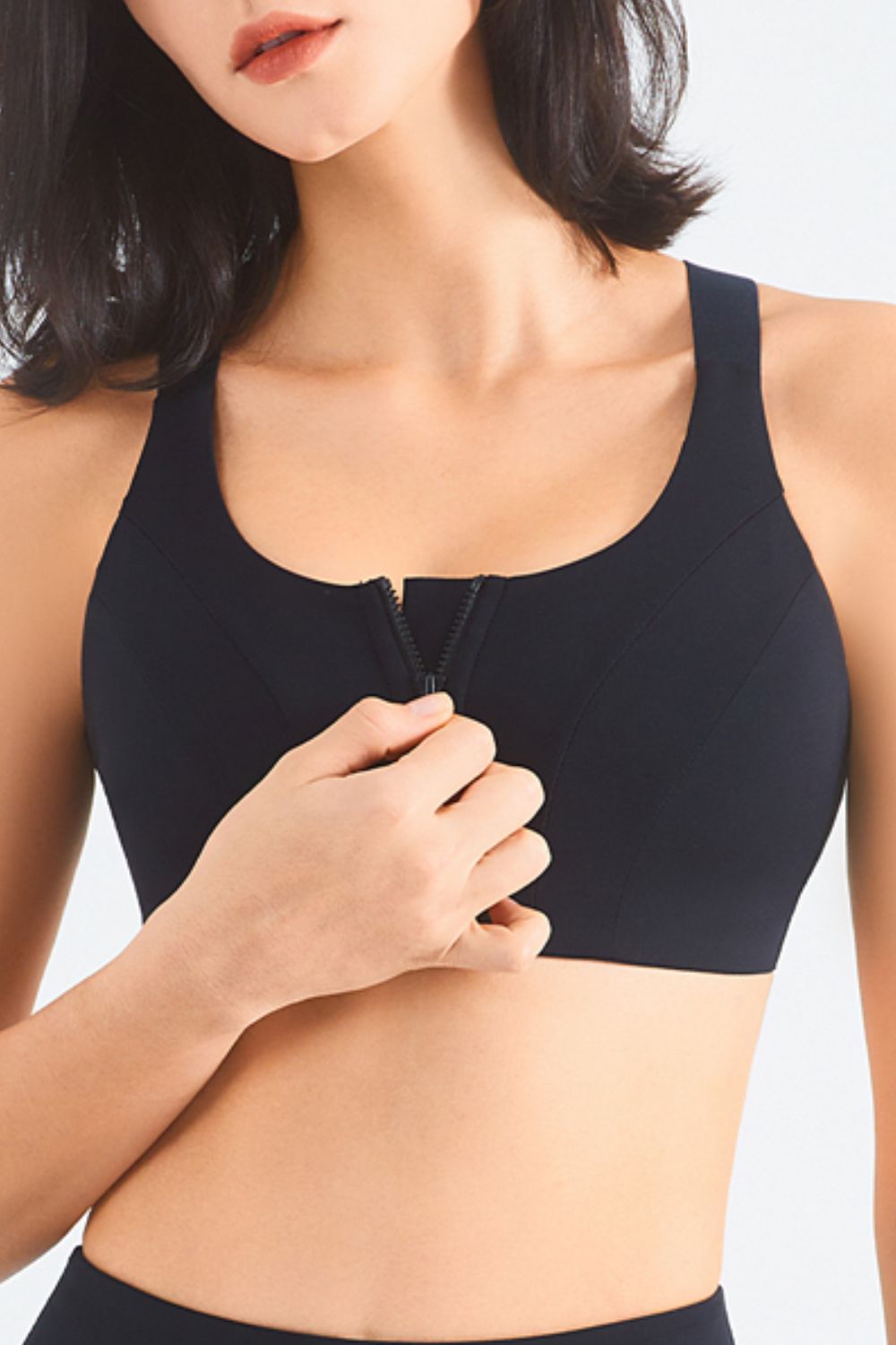 Zip-Up Racerback Sports Bra  Activewear- Doll Fits