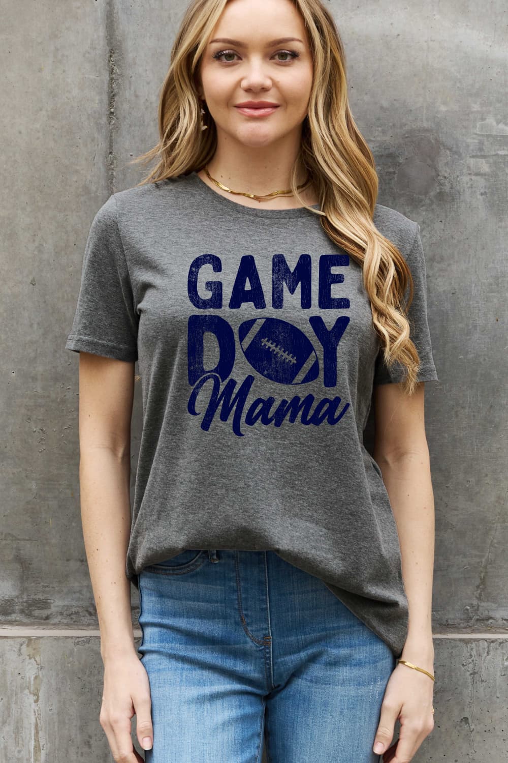 Simply Love Full Size GAMEDAY MAMA Graphic Cotton Tee  - Doll Fits