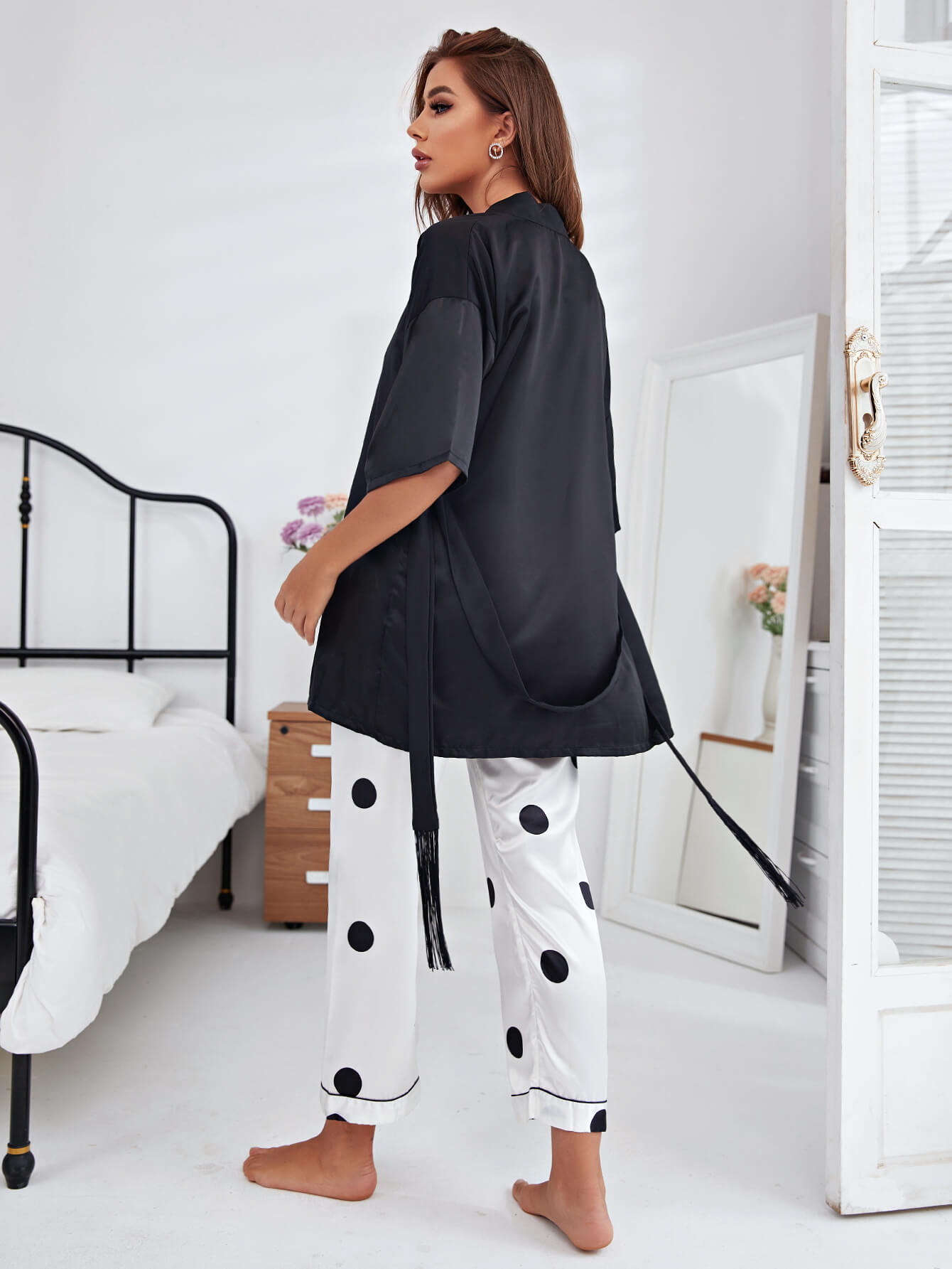 Cami, Robe, and Printed Pants Pajama Set  Sleepwear & Loungewear- Doll Fits