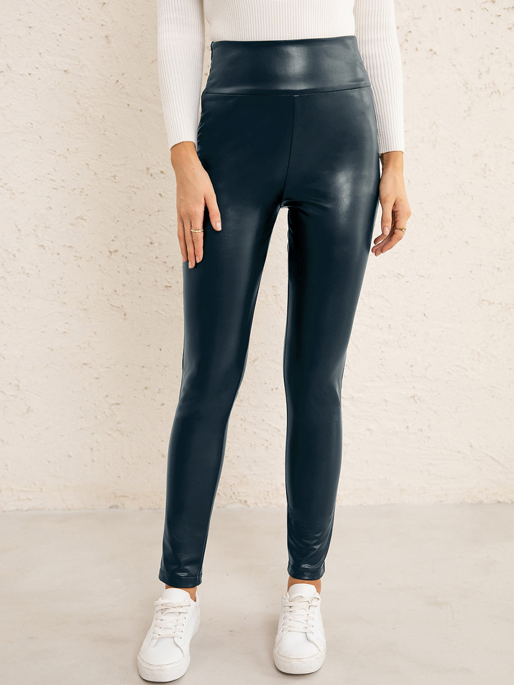 PU High Waist  Straight Pants  - Doll Fits