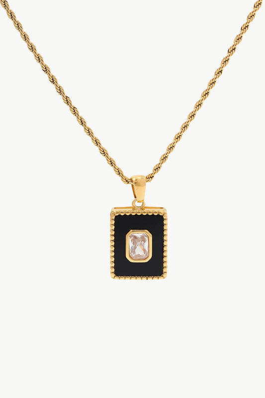 Square Pendant Twisted Chain Necklace  Necklaces- Doll Fits