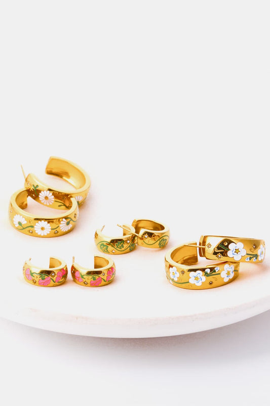 Stainless Steel 18K Gold Plated Ring Shape C-Hoop Earrings  Earrings- Doll Fits
