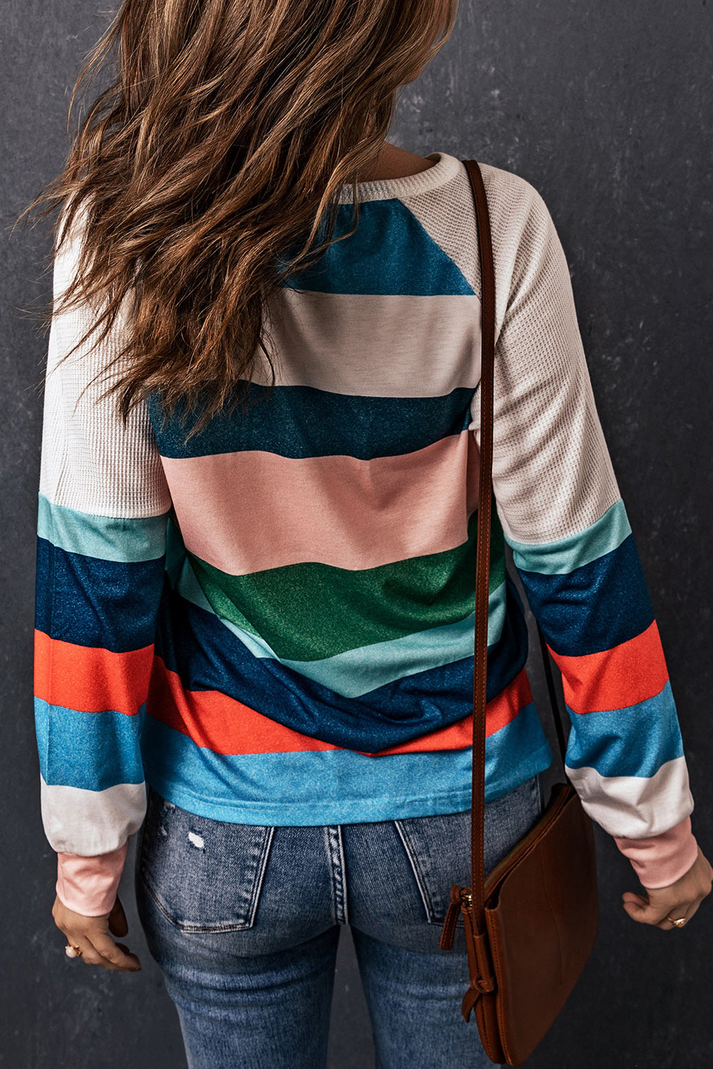 Striped Raglan Sleeve Round Neck Tee  Shirts & Tops- Doll Fits