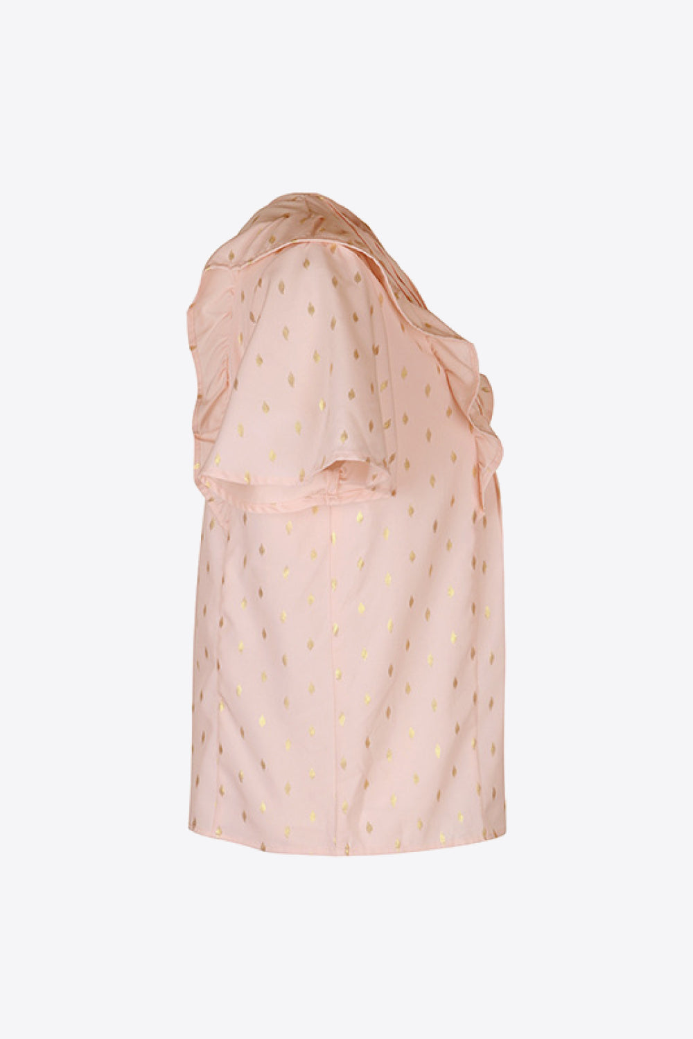 Printed Ruffle Trim Pleated Detail Blouse  Shirts & Tops- Doll Fits
