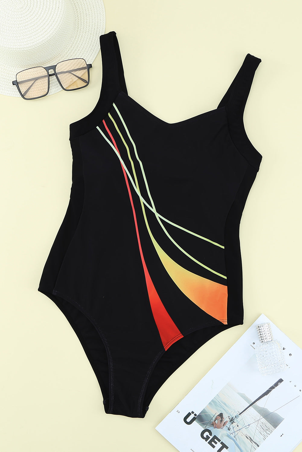 Striped Sleeveless One-Piece Swimsuit  Swimwear- Doll Fits