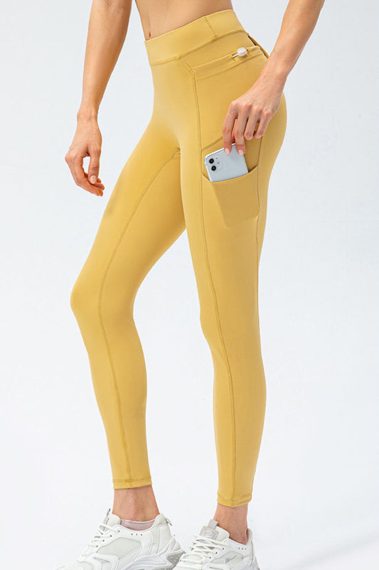 Full Size Slim Fit High Waist Long Sports Pants with Pockets  - Doll Fits