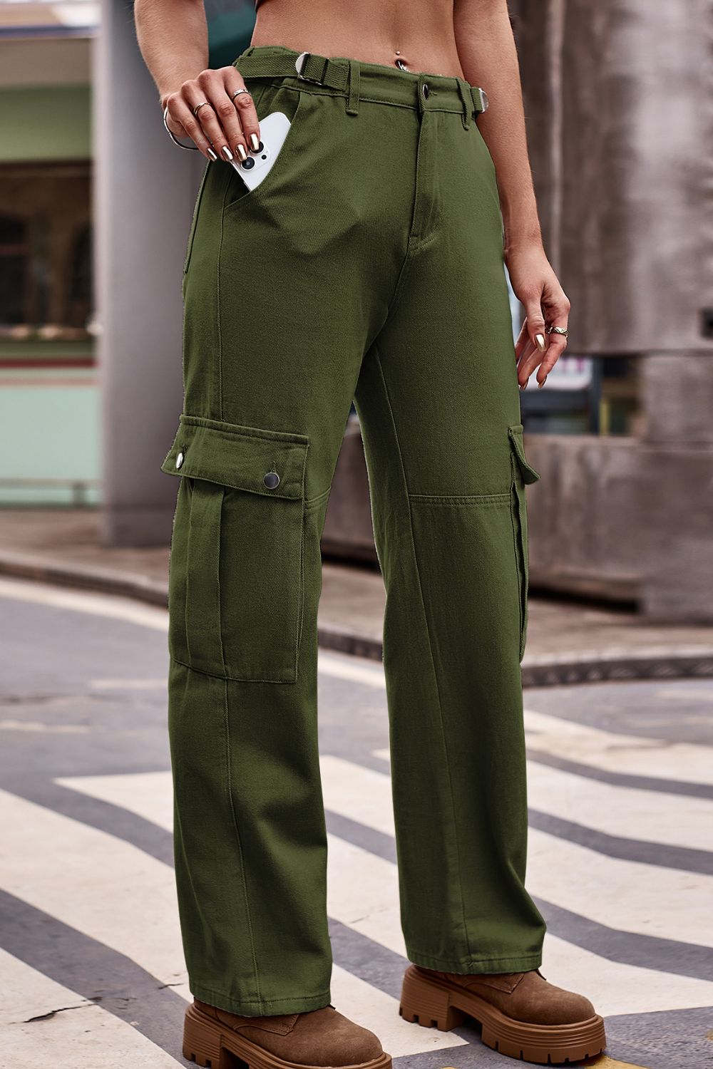 Buttoned Loose Fit Jeans with Pockets  - Doll Fits