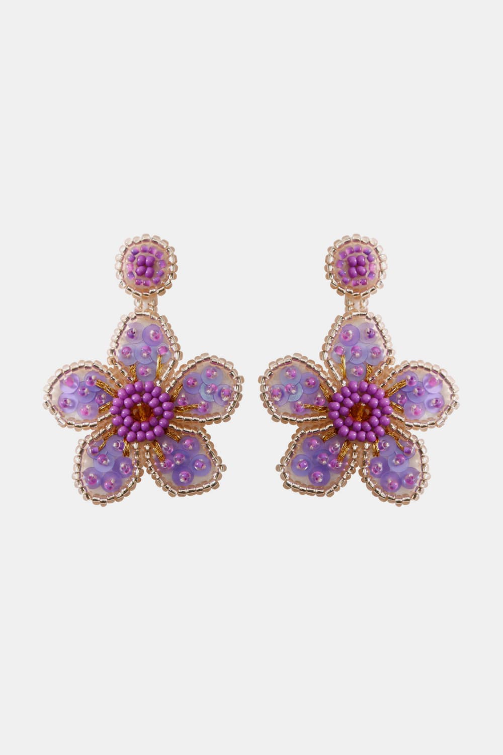 Flower Shape Beaded Dangle Earrings  Earrings- Doll Fits