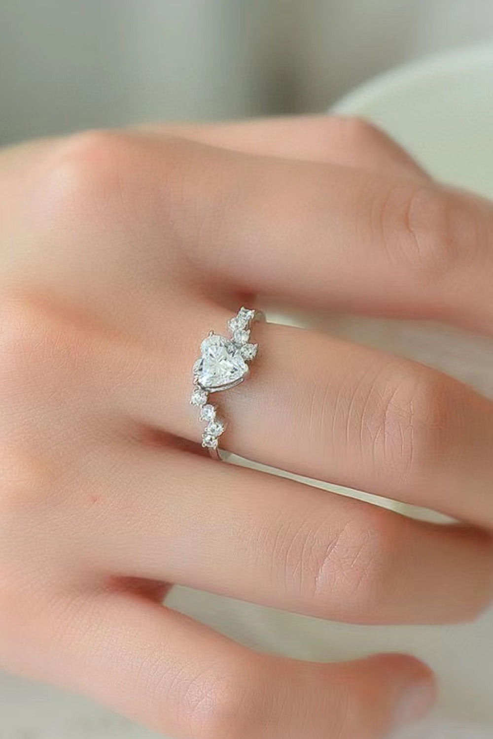 1 Carat Moissanite Heart 925 Sterling Silver Ring  Rings- Doll Fits