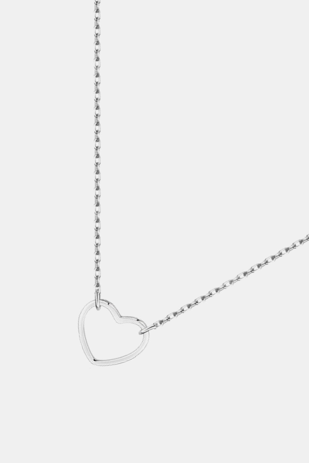 925 Sterling Silver Heart Shape Pendant Necklace  Necklaces- Doll Fits