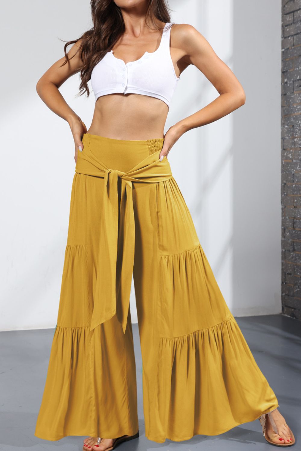 Tie Front Smocked Tiered Culottes  - Doll Fits
