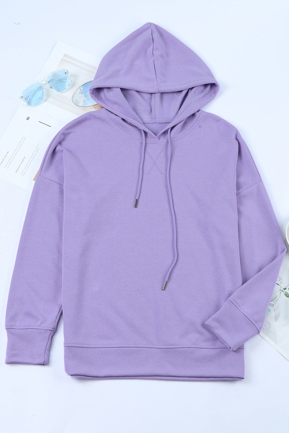 Drop Shoulder Hoodie with Slit  Shirts & Tops- Doll Fits