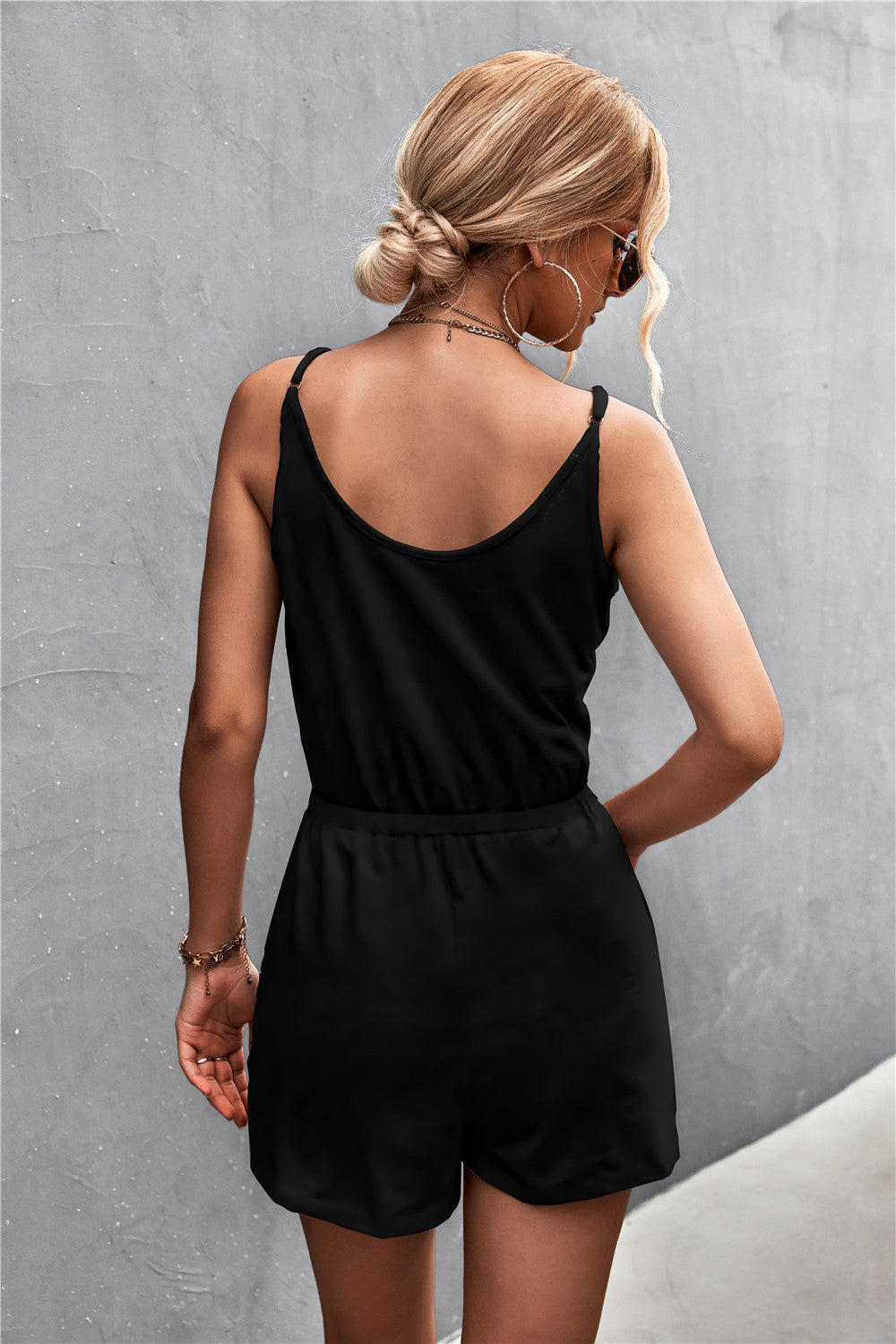Spaghetti Strap V-Neck Pocket Romper  Jumpsuits & Rompers- Doll Fits