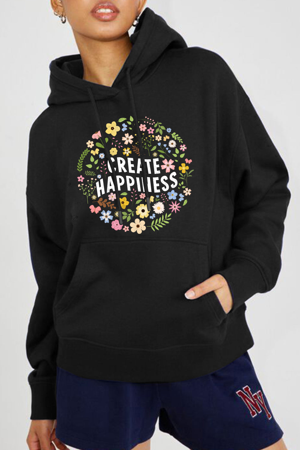 Simply Love Simply Love Full Size CREATE HAPPINESS Graphic Hoodie  - Doll Fits