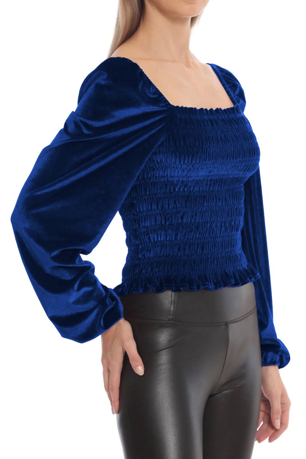 Double Take Smocked Square Neck Long Sleeve Blouse  - Doll Fits