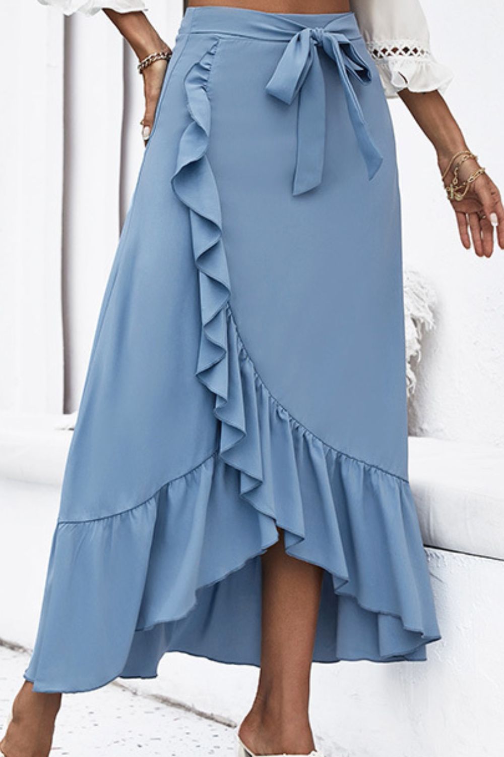 Ruffle Trim Tied Skirt  Skirts- Doll Fits