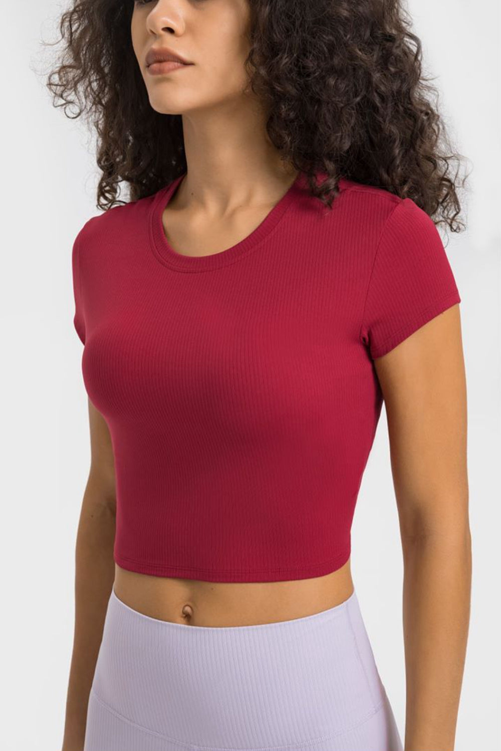 Round Neck Short Sleeve Cropped Sports T-Shirt  Activewear- Doll Fits