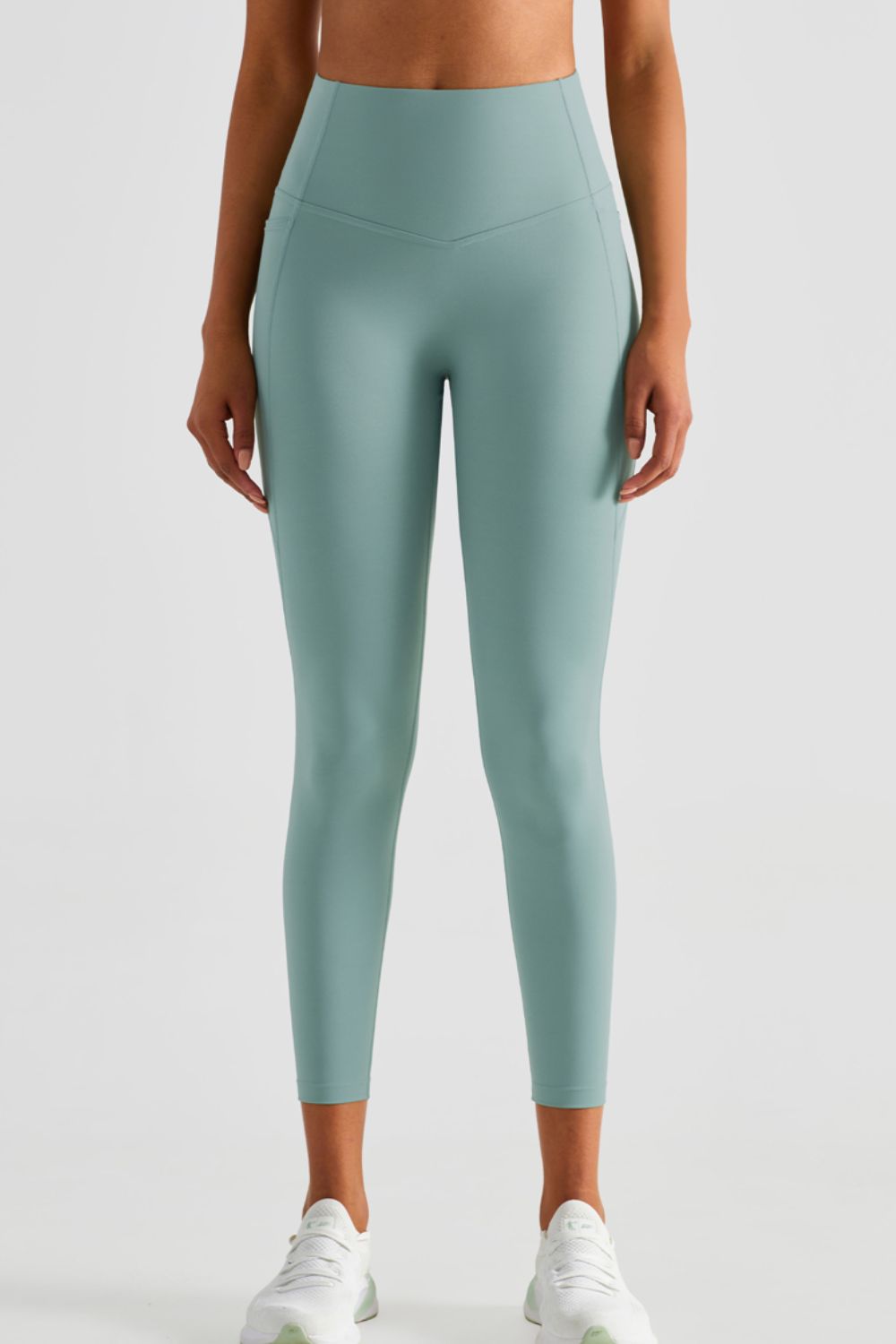 Wide Waistband Sports Leggings with Pockets  - Doll Fits