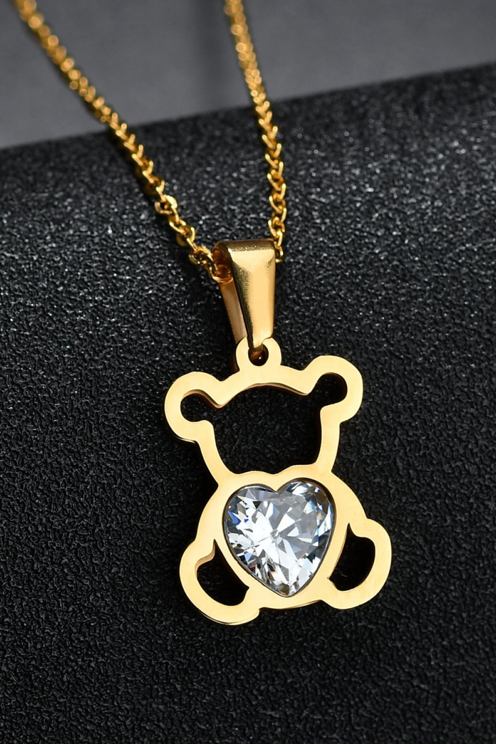 Bear Pendant Stainless Steel Necklace  Necklaces- Doll Fits