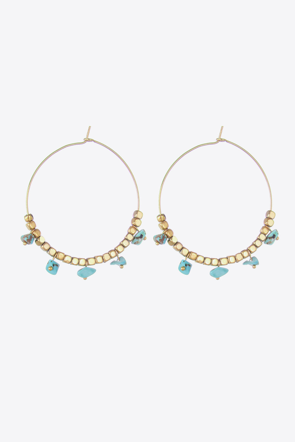 Turquoise Stainless Steel Hoop Earrings  Earrings- Doll Fits