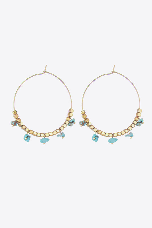 Turquoise Stainless Steel Hoop Earrings  Earrings- Doll Fits