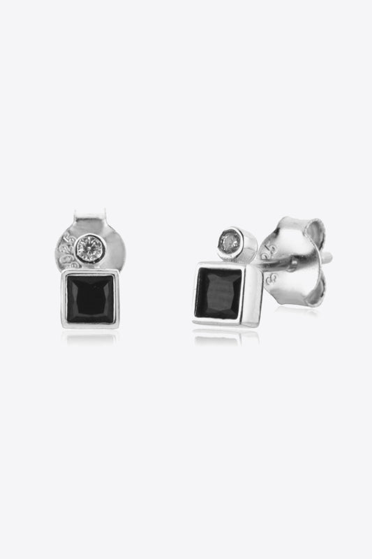 Inlaid Zircon Square 925 Sterling Silver Earrings  Earrings- Doll Fits