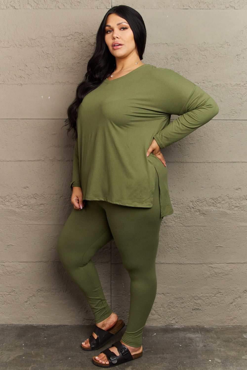 Zenana Lazy Days Full Size Long Sleeve and Leggings Set  - Doll Fits
