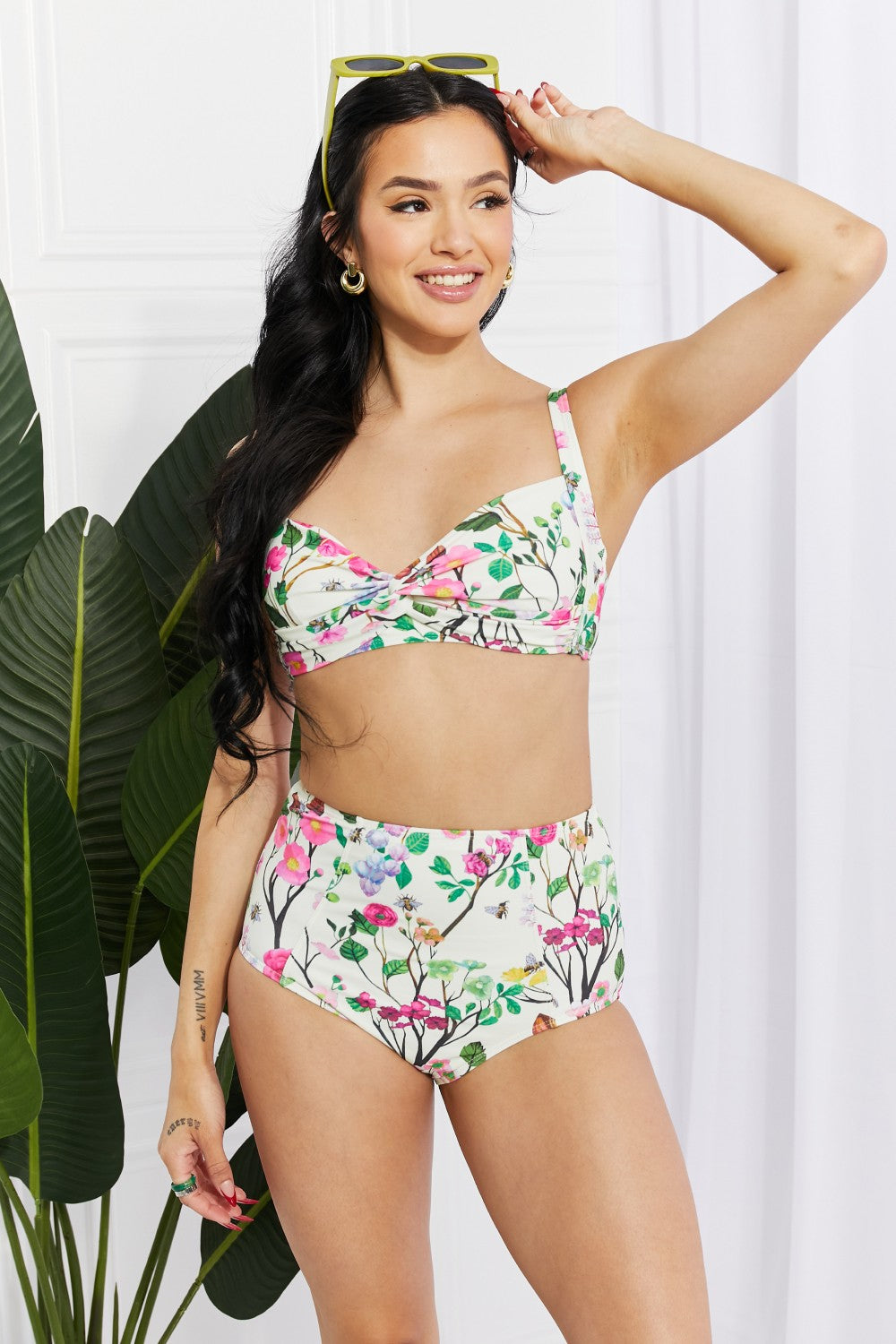 Marina West Swim Take A Dip Twist High-Rise Bikini in Cream  Swimwear- Doll Fits
