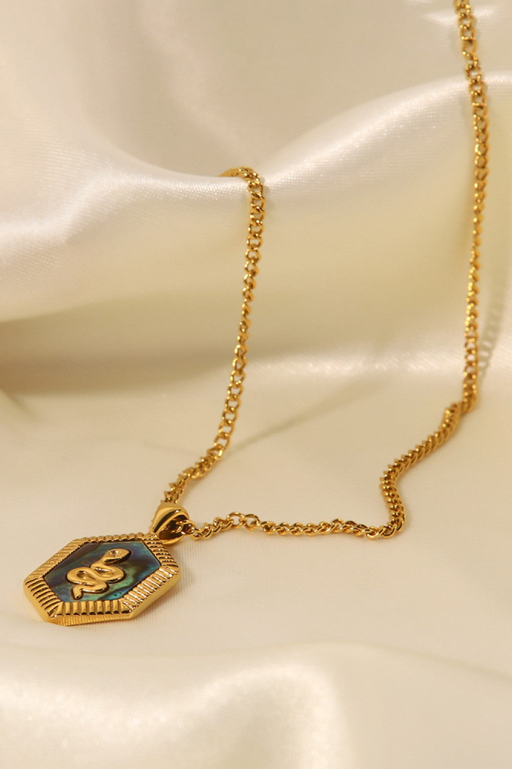 18K Gold Plated Snake Geometric Pendant Necklace  Necklaces- Doll Fits