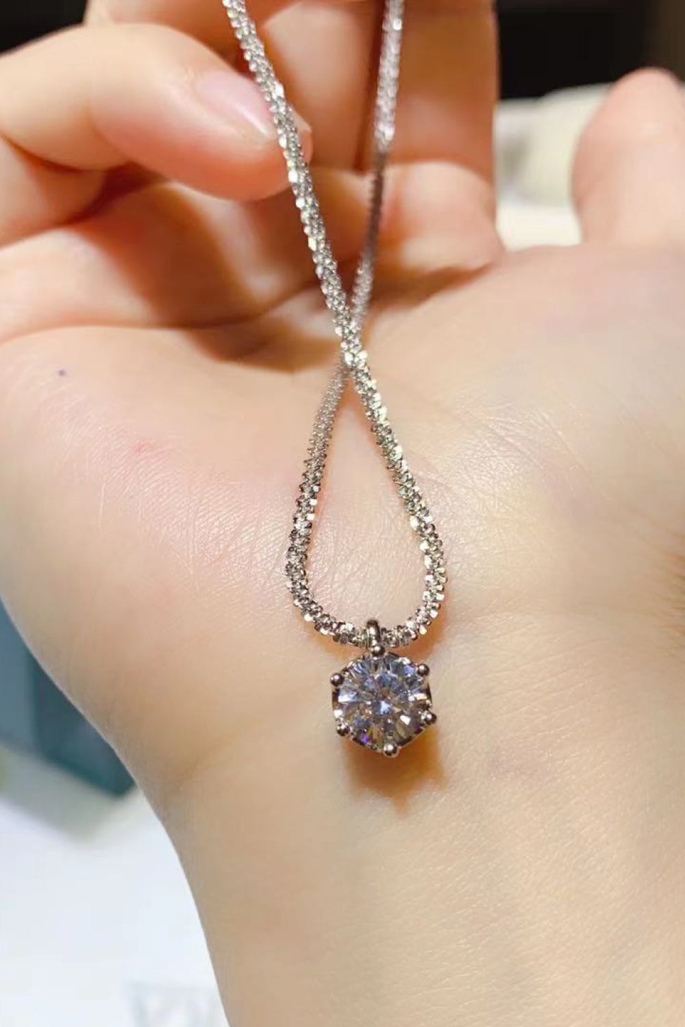 1 Carat Moissanite 925 Sterling Silver Necklace  Necklaces- Doll Fits