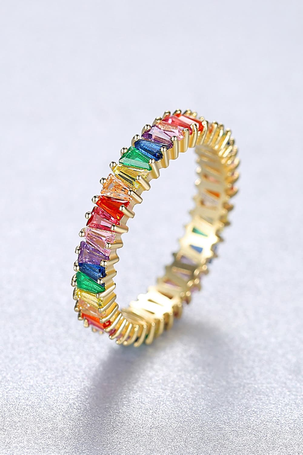 Multicolored Cubic Zirconia 925 Sterling Silver Ring  - Doll Fits