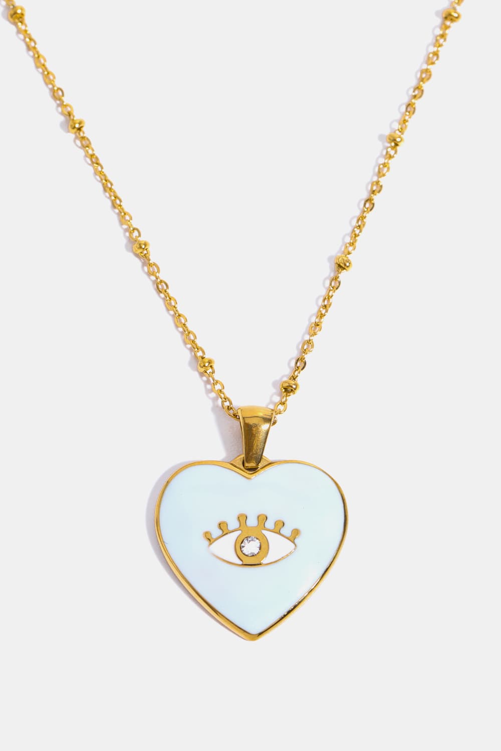 Heart & Evil Eye Shape 18K Gold Plated Pendant Necklace  Necklaces- Doll Fits