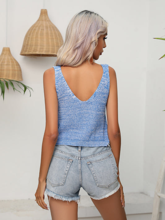 Twisted V-Neck Knit Tank  - Doll Fits