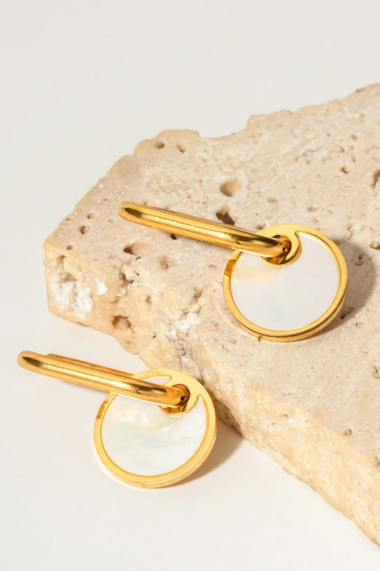 Copper White Mother-Of-Pearl Drop Earrings  Earrings- Doll Fits