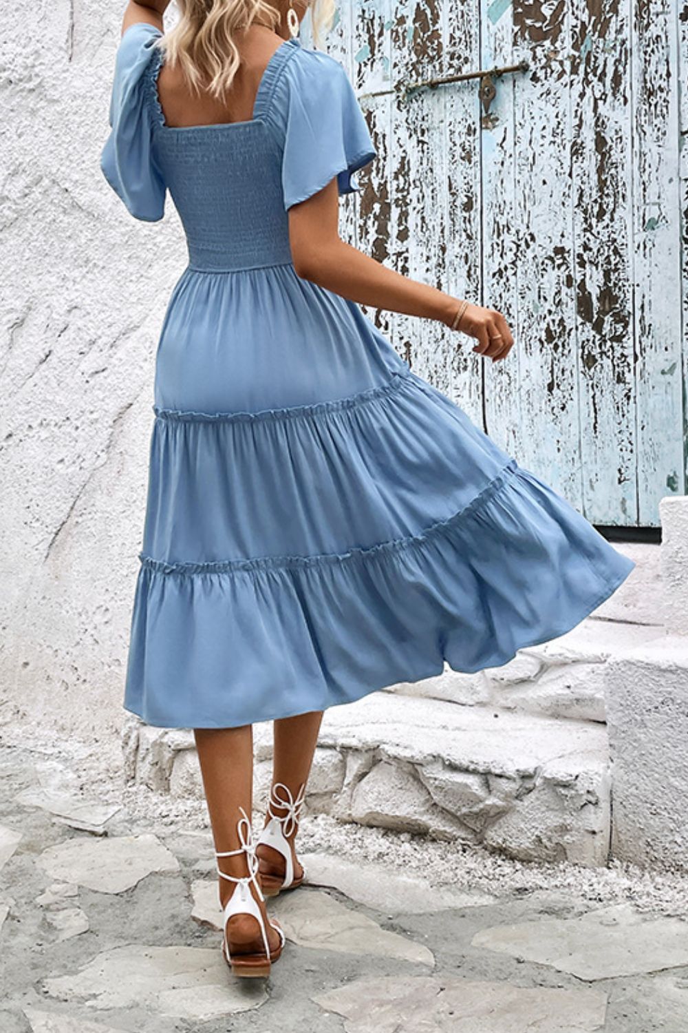 Smocked Square Neck Frill Trim Dress  Dresses- Doll Fits