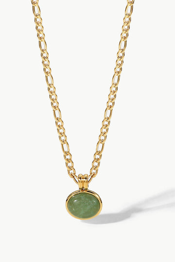 Inlaid Stone Round Pendant Chain Necklace  Necklaces- Doll Fits