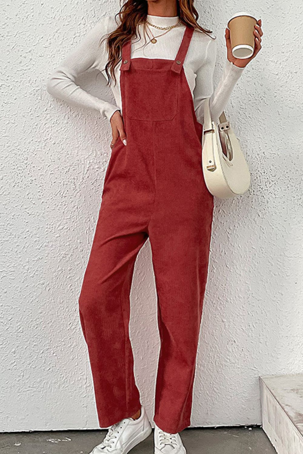 Carrying Your Love Buttoned Corduroy Overalls  Pants- Doll Fits