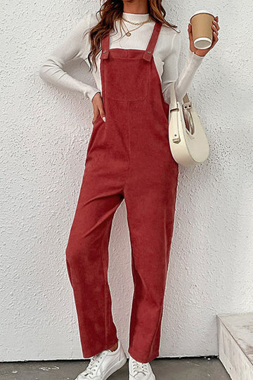 Carrying Your Love Buttoned Corduroy Overalls  Pants- Doll Fits