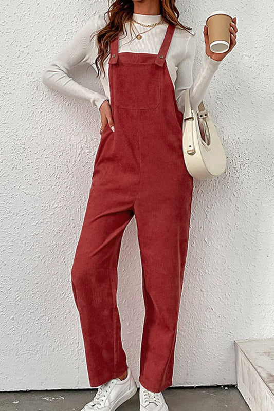 Carrying Your Love Buttoned Corduroy Overalls  Pants- Doll Fits