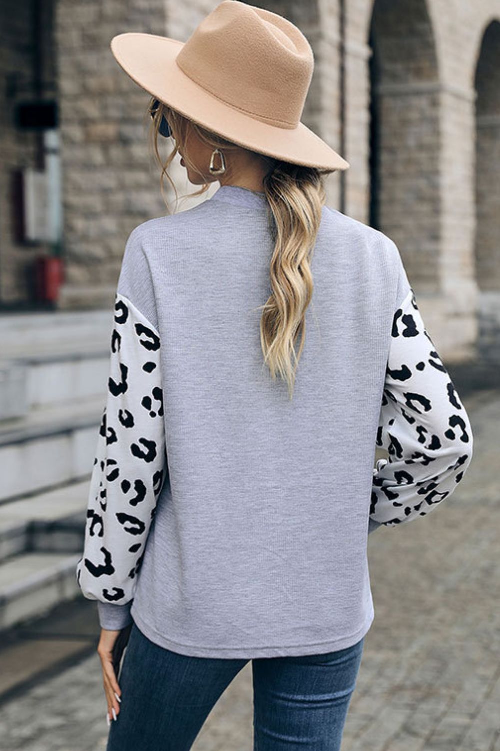 Leopard Print Cutout Long Sleeve Tee  Shirts & Tops- Doll Fits