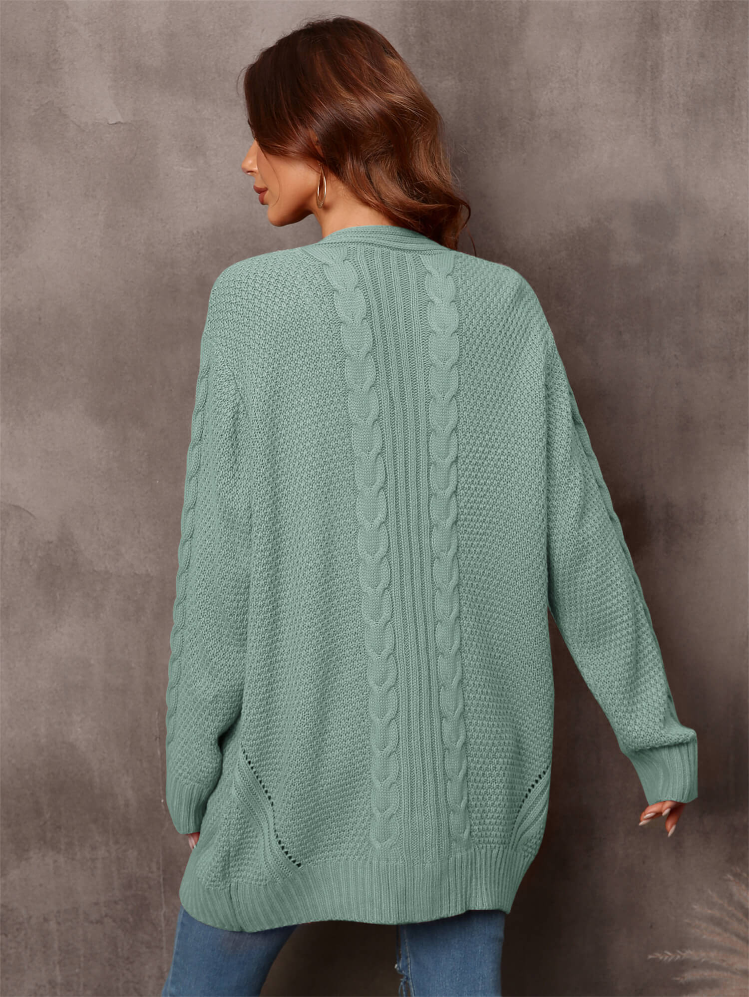 Warm Fall Mixed Knit Open Front Longline Cardigan  Coats & Jackets- Doll Fits