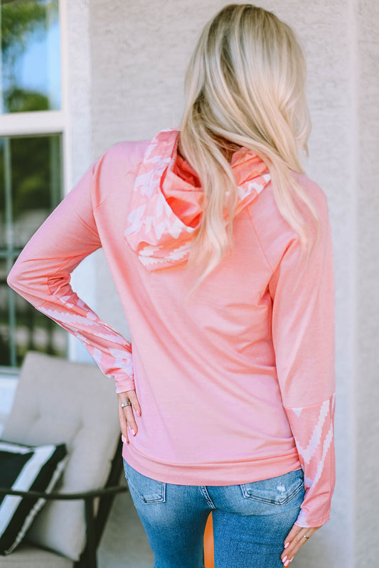 Printed Long Sleeve Hoodie with Pocket  - Doll Fits