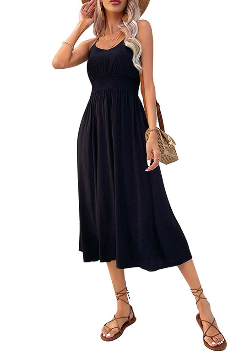 Spaghetti Strap Scoop Neck Midi Dress  Dresses- Doll Fits